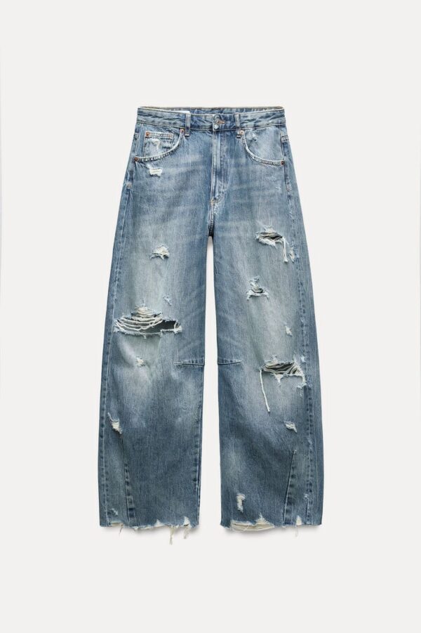 Zara Baggy Ripped Wide Leg Jeans 🔥