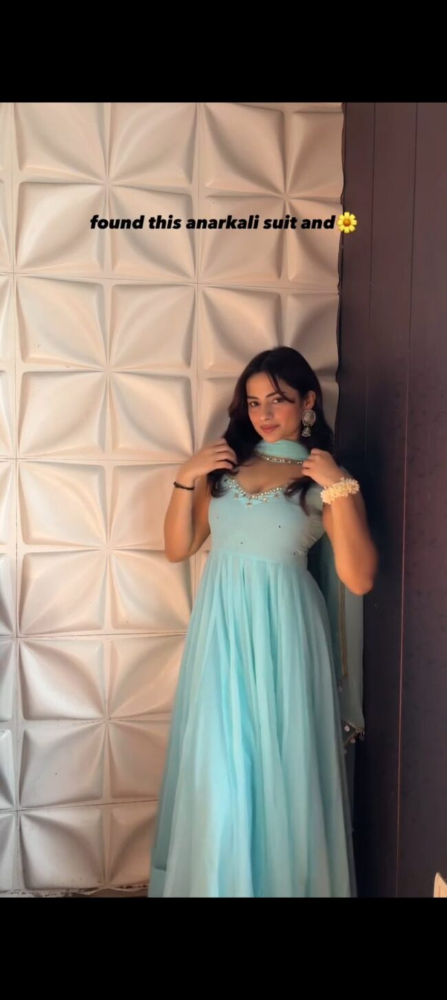 Georgette Anarkali Suit with Hotfix Work & Mirror Lace Dupatta - Image 3