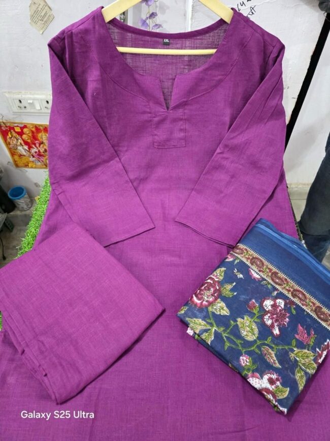 Mauve Dreamy Kurta Pant Set with Floral Dupatta