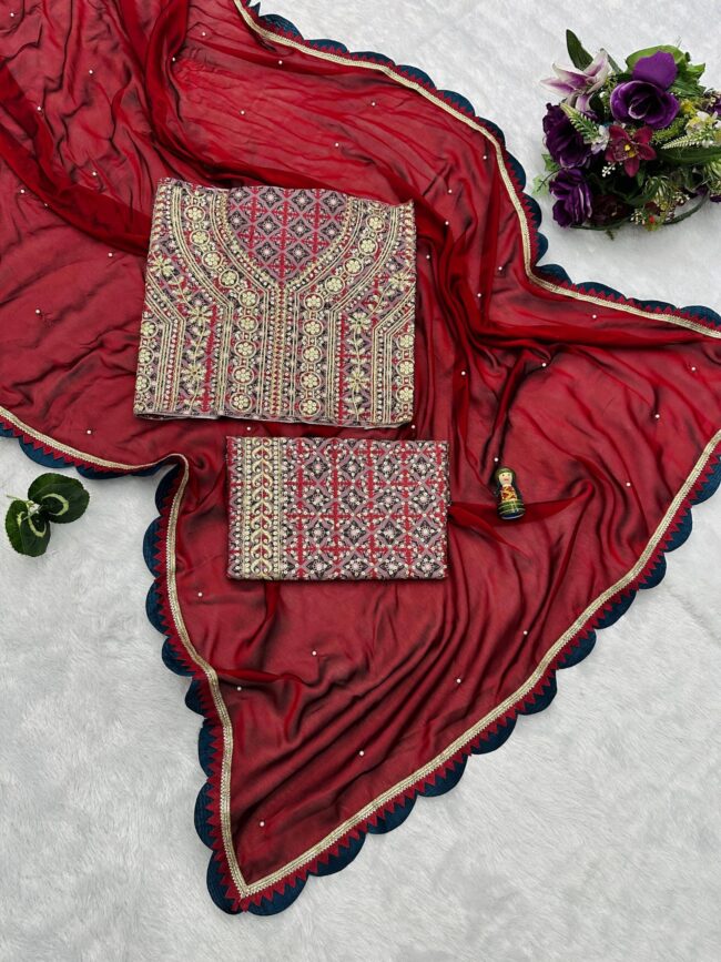 Blooming Color Rangoli Fabric Cut Work Border Saree with Pearl Moti Work – Inspired by Celebrity - Image 7