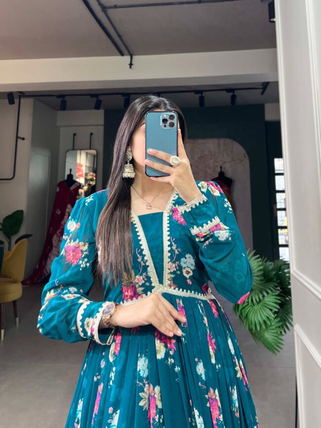 Floral Print Georgette Gown – Elegance Redefined 🌷 - Image 4