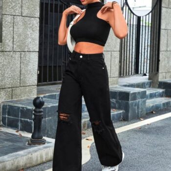 👖 High Waist Double Torn Design
