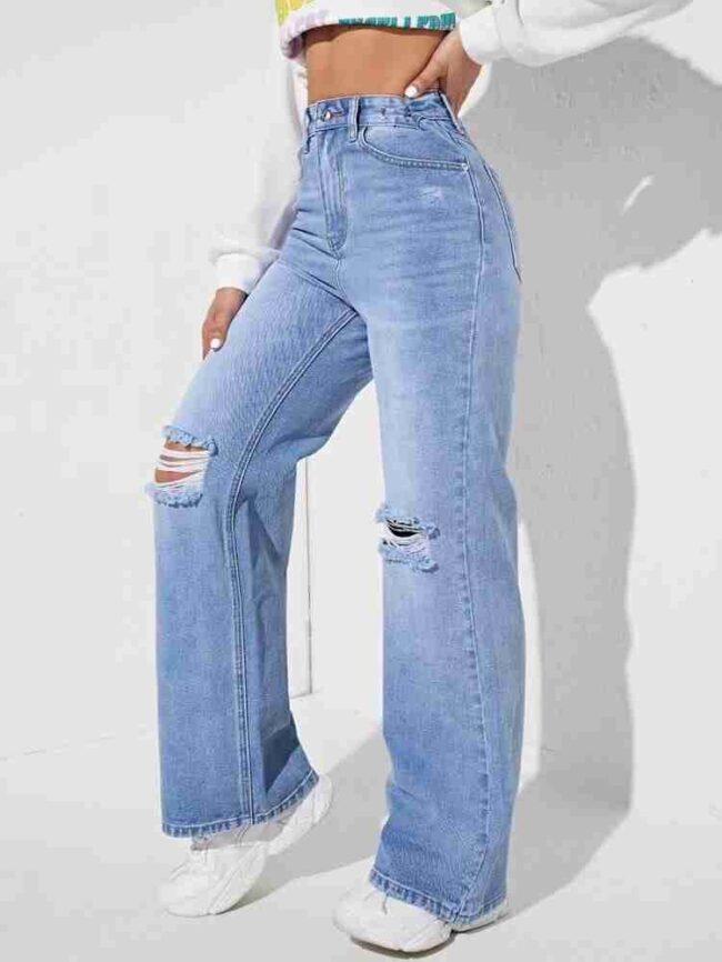 High Waist Ripped Jeans (Wide-Leg) 😍 - Image 2