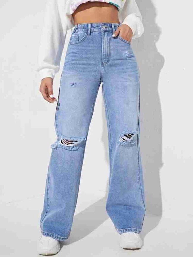 High Waist Ripped Jeans (Wide-Leg) 😍