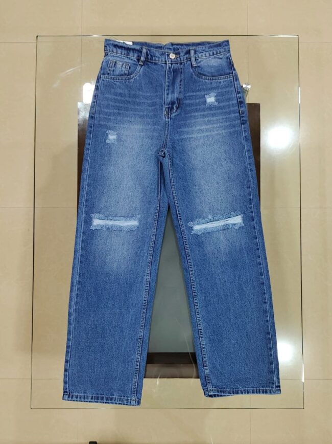 High Waist Ripped Jeans (Wide-Leg) Dark Blue 💙 - Image 4
