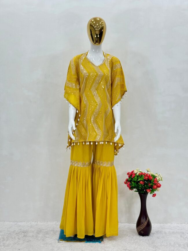 ✨ NEW DESIGNER HEAVY EMBROIDERY SEQUENCE WORK KAFTAN SET ✨ - Image 4