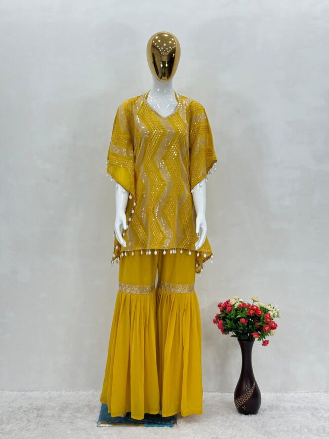 ✨ NEW DESIGNER HEAVY EMBROIDERY SEQUENCE WORK KAFTAN SET ✨ - Image 3
