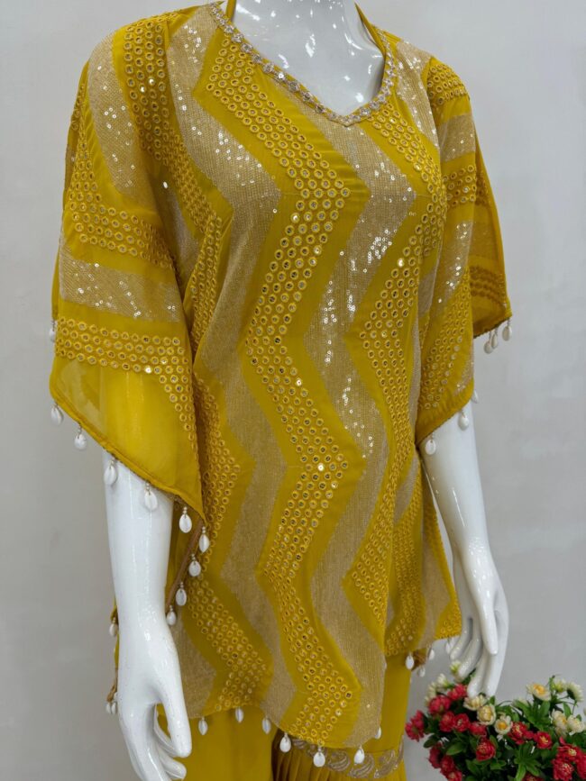 ✨ NEW DESIGNER HEAVY EMBROIDERY SEQUENCE WORK KAFTAN SET ✨ - Image 2