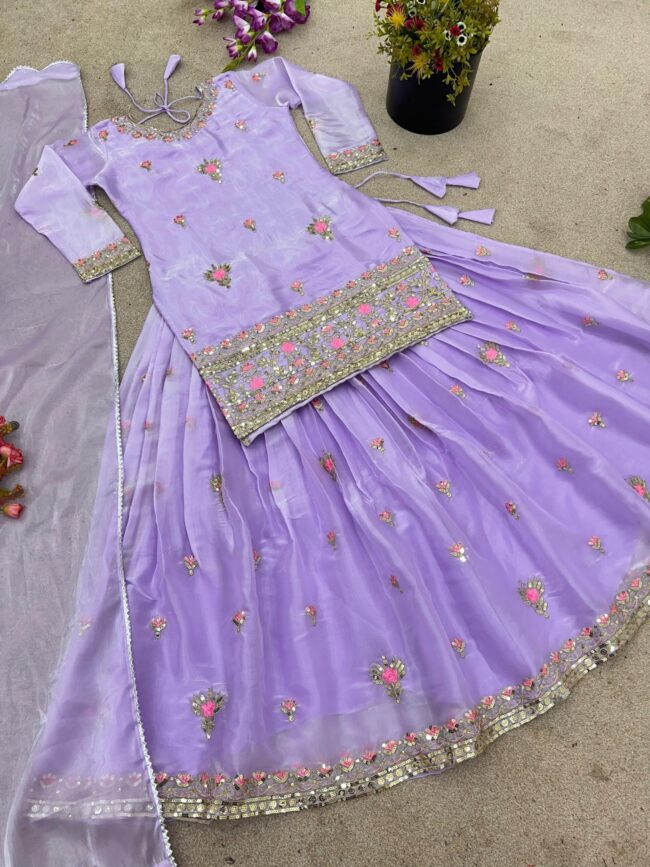 Jimmy Choo Silk Lehenga Set with Heavy Sequence Embroidery ✨ - Image 6