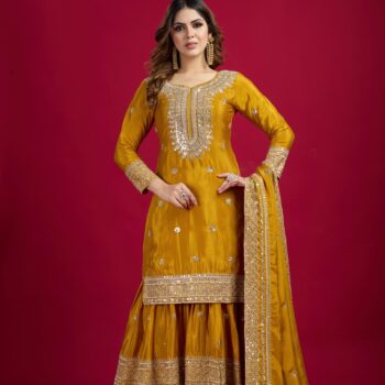 Chinnon Silk Embroidered Top-Plazo & Dupatta Set – Fully Stitched & Ready to Wear ✨💃🔥