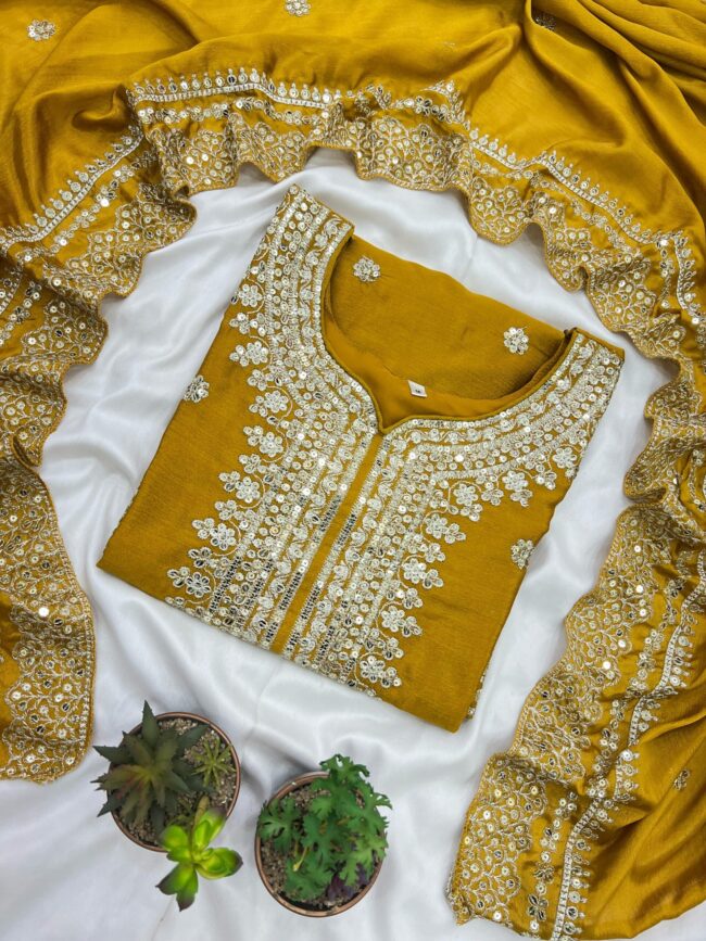 Chinnon Silk Embroidered Top-Plazo & Dupatta Set – Fully Stitched & Ready to Wear ✨💃🔥 - Image 10