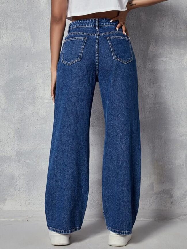 🔥 High Waist Dark Stone Wash Wide Leg Jeans 👖 - Image 4