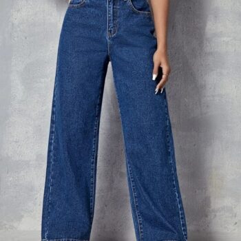 🔥 High Waist Dark Stone Wash Wide Leg Jeans 👖