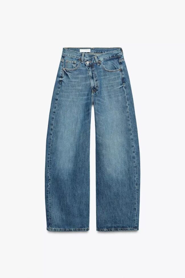 "Branded Cross-Over Baggy Jeans"