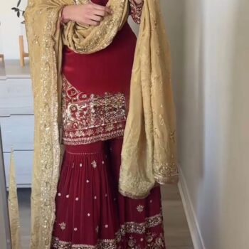 Party Wear Embroidered Top-Plazzo with Dupatta✨