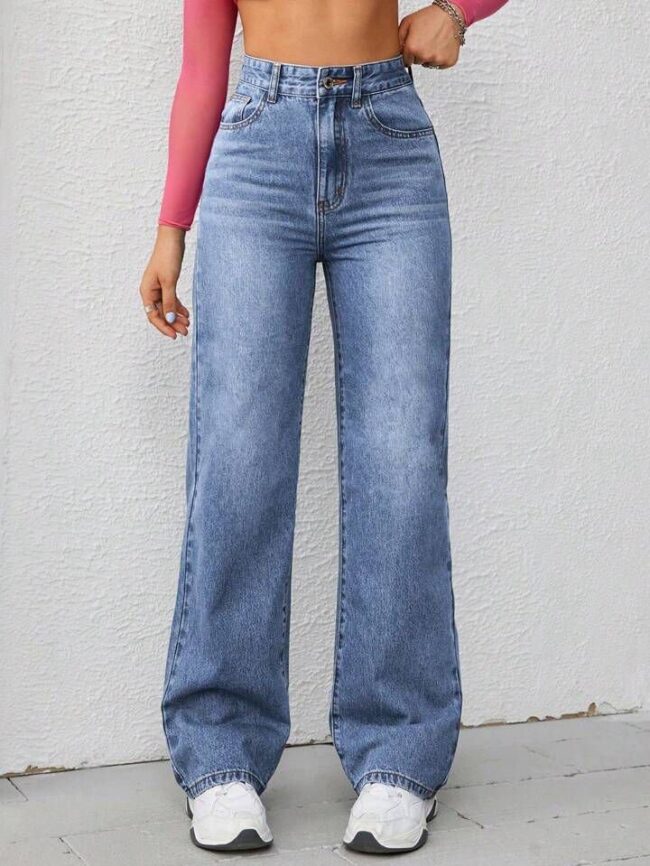 High Waist Cloud Whisker Wash Wide Leg Denim 👖 - Image 6