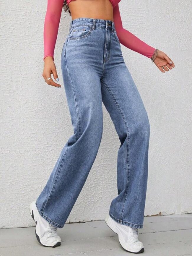 High Waist Cloud Whisker Wash Wide Leg Denim 👖 - Image 2