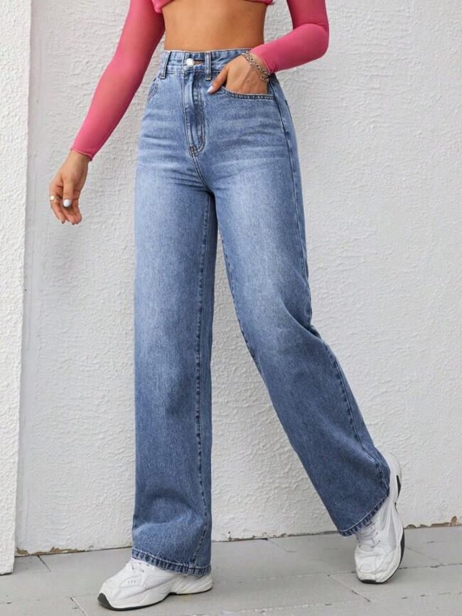High Waist Cloud Whisker Wash Wide Leg Denim 👖 - Image 5
