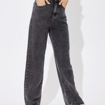 🔥 High Waist Wide Leg Denim – Charcoal Shade 🦋