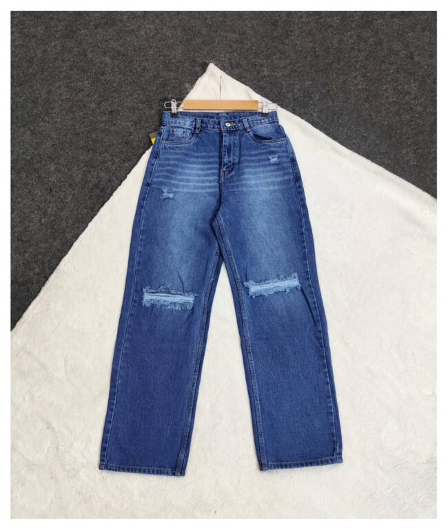 🔥 Women High Waist 4 Funky 2-Cut Whisker Denim Jeans 👖💙 - Image 2