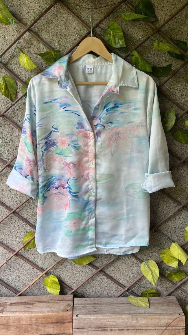 Marble Printed Satin Shirt 👕
