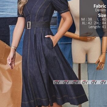 Cinderella Denim Dress ✨ – Belted Elegance in Denim