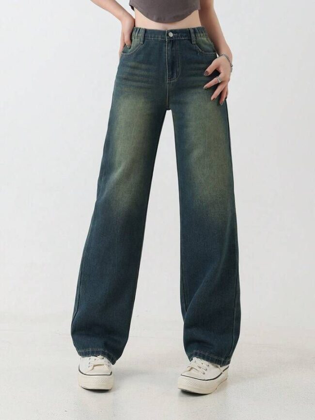 Vintage Vibe Wide-Leg Jeans 💙✨ | High Waist Street Style
