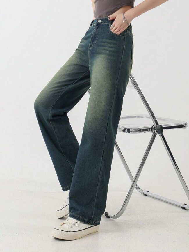 Vintage Vibe Wide-Leg Jeans 💙✨ | High Waist Street Style - Image 2