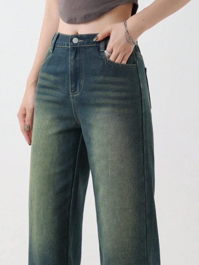 Vintage Vibe Wide-Leg Jeans 💙✨ | High Waist Street Style - Image 3