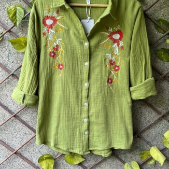 Floral Embroidered Mulmul Cotton Shirts ✨