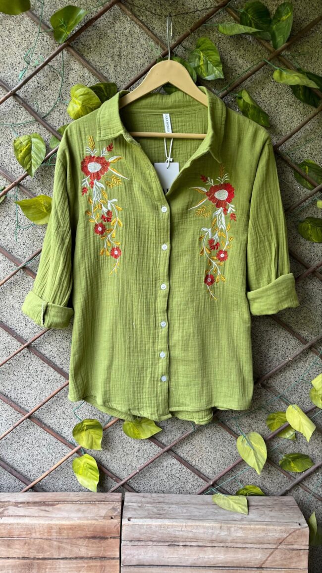 Floral Embroidered Mulmul Cotton Shirts ✨