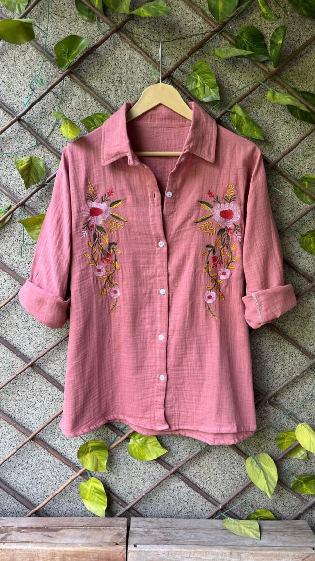 Floral Embroidered Mulmul Cotton Shirts ✨ - Image 5