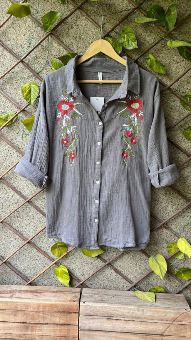 Floral Embroidered Mulmul Cotton Shirts ✨ - Image 3