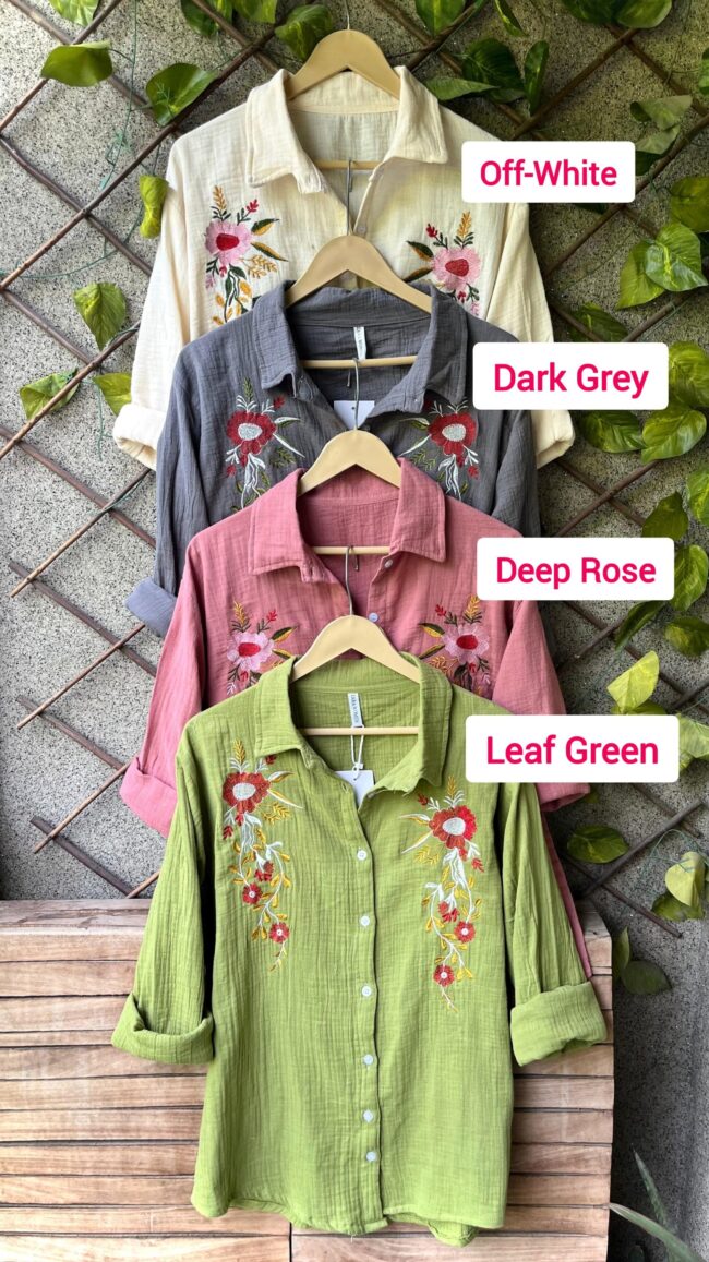 Floral Embroidered Mulmul Cotton Shirts ✨ - Image 4