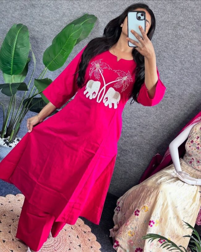 ✨ Bandage Discharge Print Long Slit Kurta Pant Set ✨ - Image 2