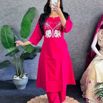 ✨ Bandage Discharge Print Long Slit Kurta Pant Set ✨