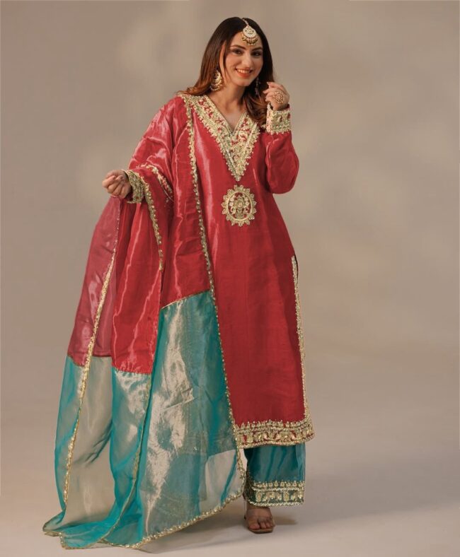 🌟 Premium Embroidered Net Silk Plazzo Set with Dupatta – Festive Glam ✨