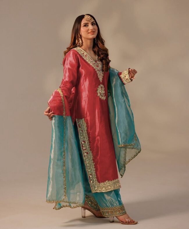 🌟 Premium Embroidered Net Silk Plazzo Set with Dupatta – Festive Glam ✨ - Image 11