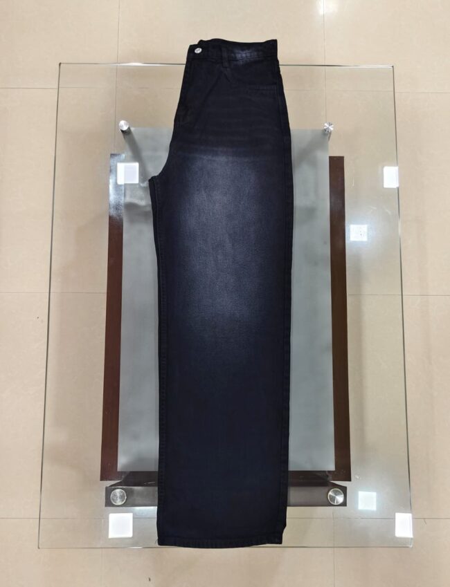 🦋 High Waist Whisker Wash Super Wide Leg Denim – Black 🔥 - Image 6