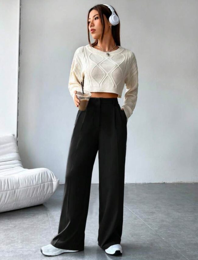 🖤 High Waist Korean Wide Leg Pants 🦋