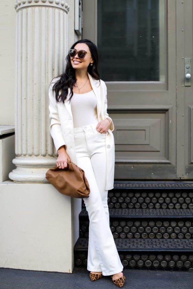🦋 High Waist Bootcut Denims – White