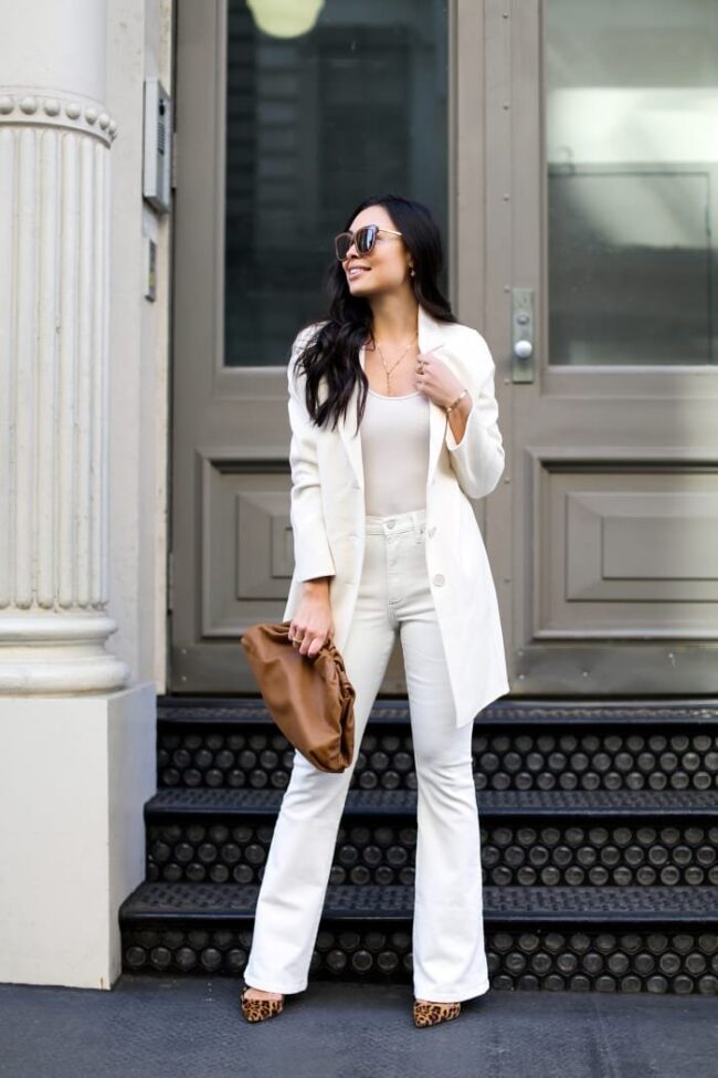 🦋 High Waist Bootcut Denims – White - Image 4