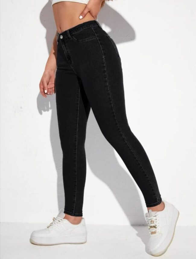 High Waist Single Button Skinny Jeans 🦋🔥