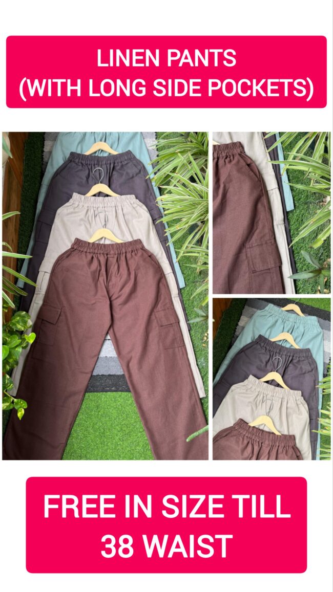 🔥 LONG SIDE POCKET LINEN PANTS 🔥