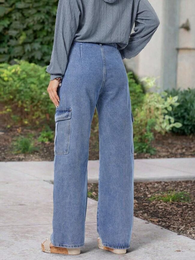Women's Six Pocket Cargo Jeans – Street-Style Denim Vibes! - Image 8