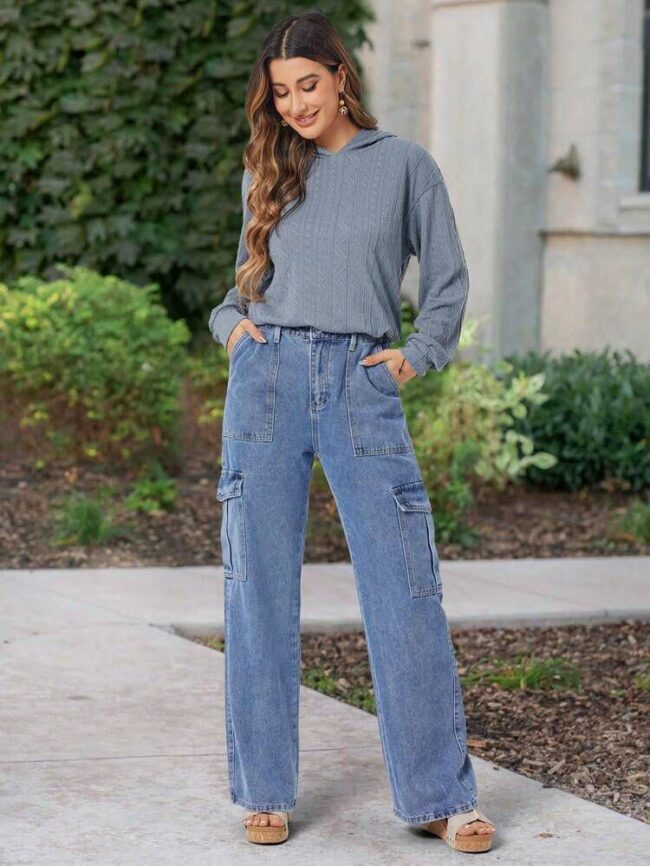 Women's Six Pocket Cargo Jeans – Street-Style Denim Vibes! - Image 5
