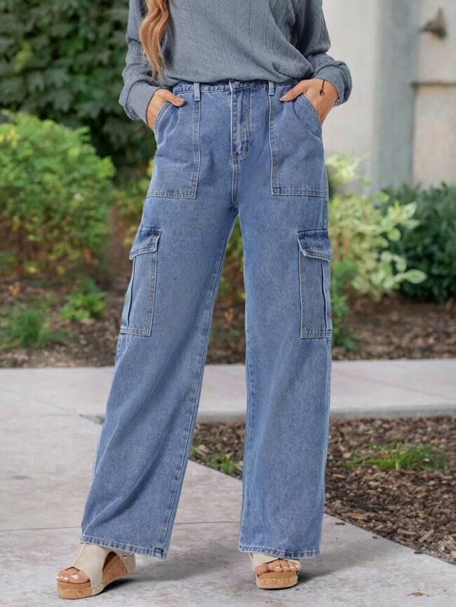 Women's Six Pocket Cargo Jeans – Street-Style Denim Vibes! - Image 12