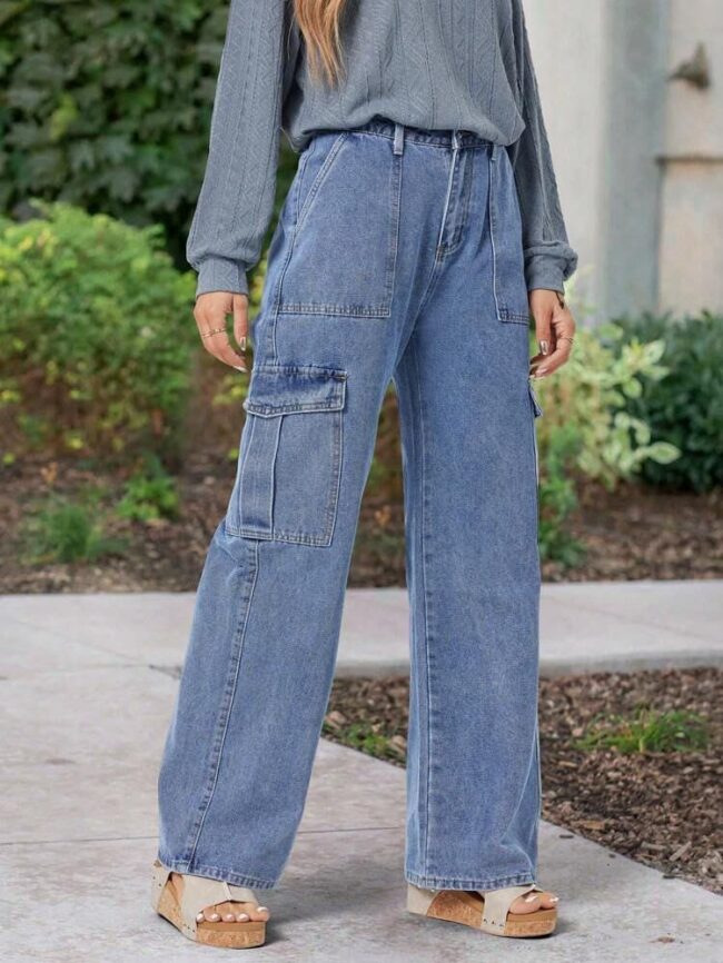 Women's Six Pocket Cargo Jeans – Street-Style Denim Vibes! - Image 7