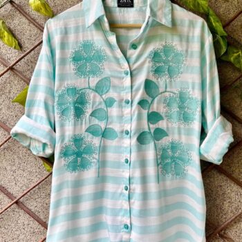 🌿 SEA GREEN EMBROIDERED SHIRT ✨