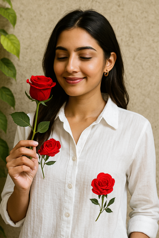 🌹 ROSE EMBROIDERED SHIRT